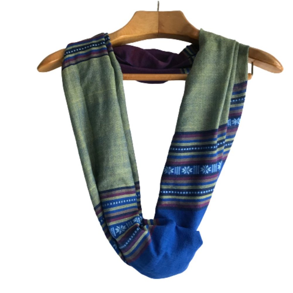 Lightweight Striped Embroidered Rectangular Scarf - Picture 2 of 7